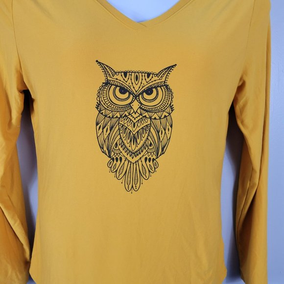 Very cute blouse, new condition & comfortable material. Med Long Sleeve Owl top - Picture 3 of 8